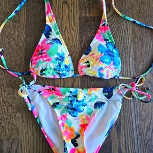 Womens Colorful Floral String Bikini